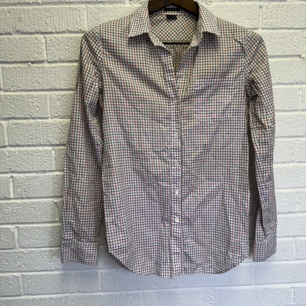 Theory Red and Blue Casual Button Down Shirt